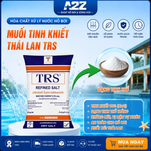 Muối tinh khiết hồ bơi Thái Lan bao 50kg, muối tinh khiết Thái Lan TRS, muối hồ bơi